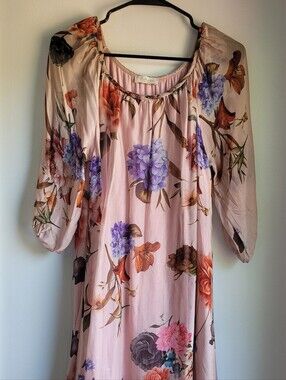 Bellambia Floral Off-Shoulder Pink Midi Dress Size L